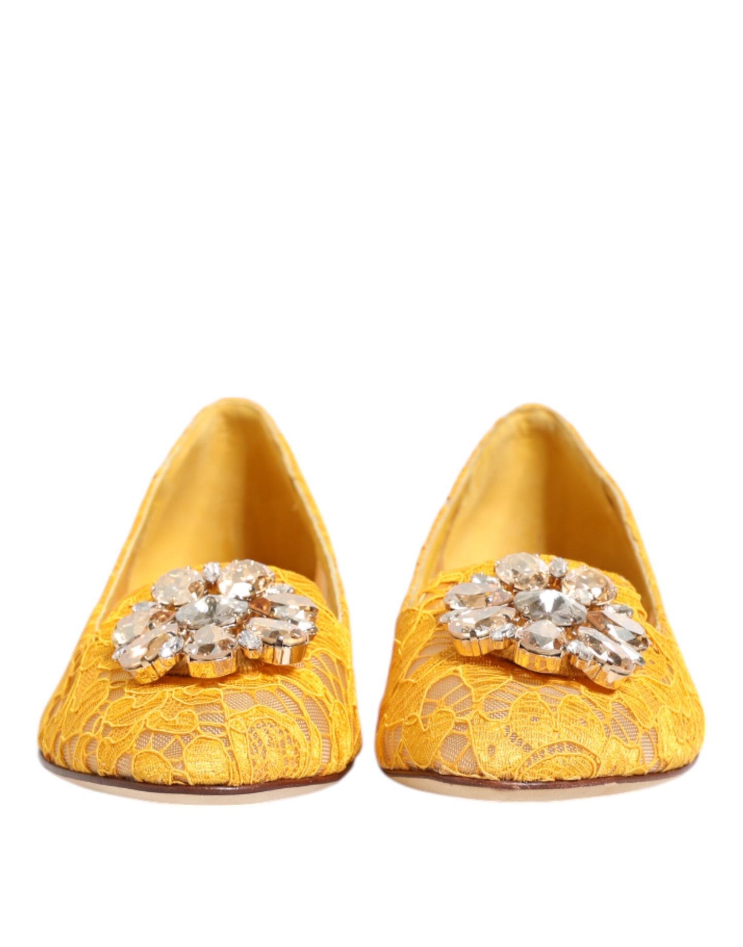 Zapatos planos con cristales y encaje Taormina amarillo