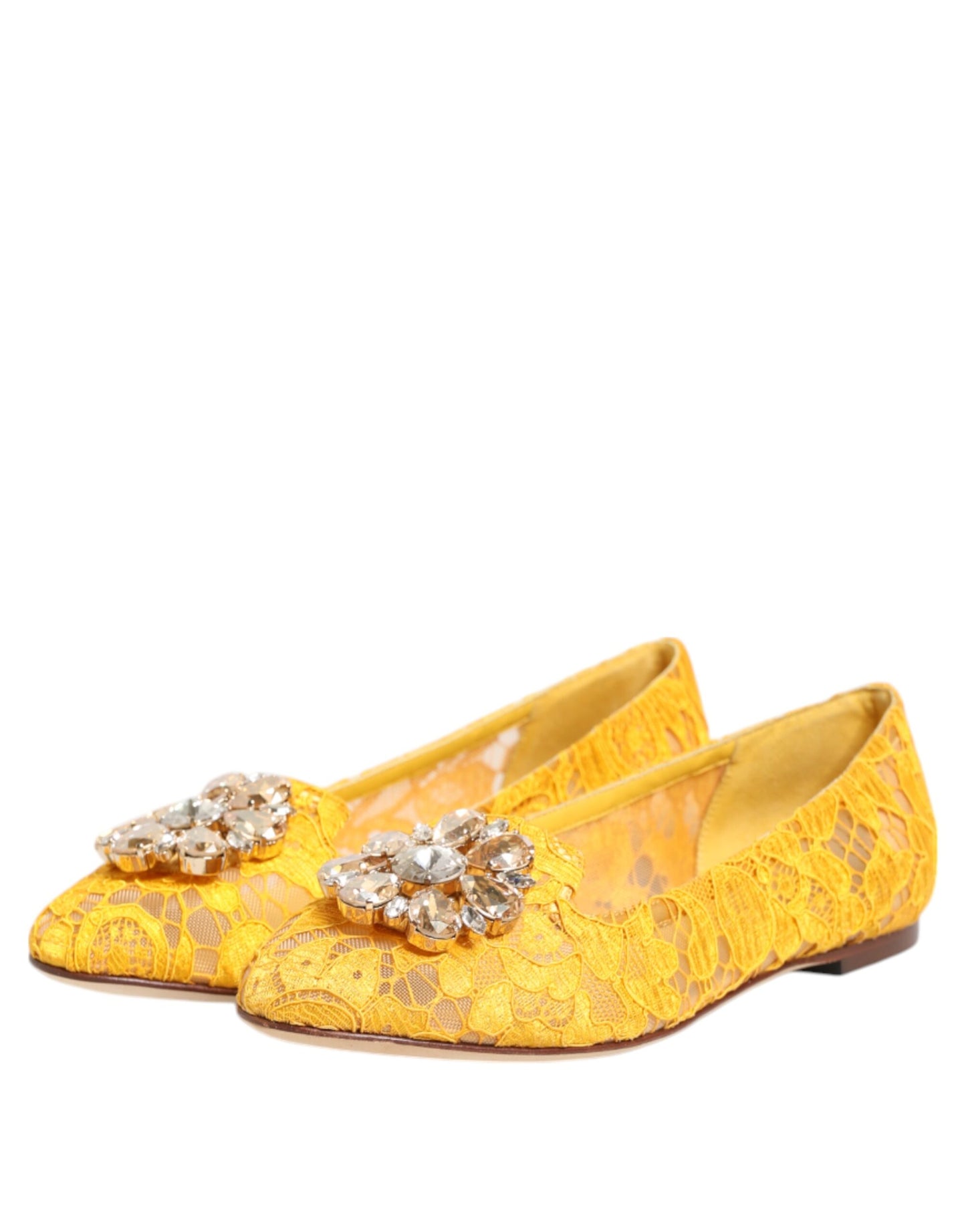 Zapatos planos con cristales y encaje Taormina amarillo