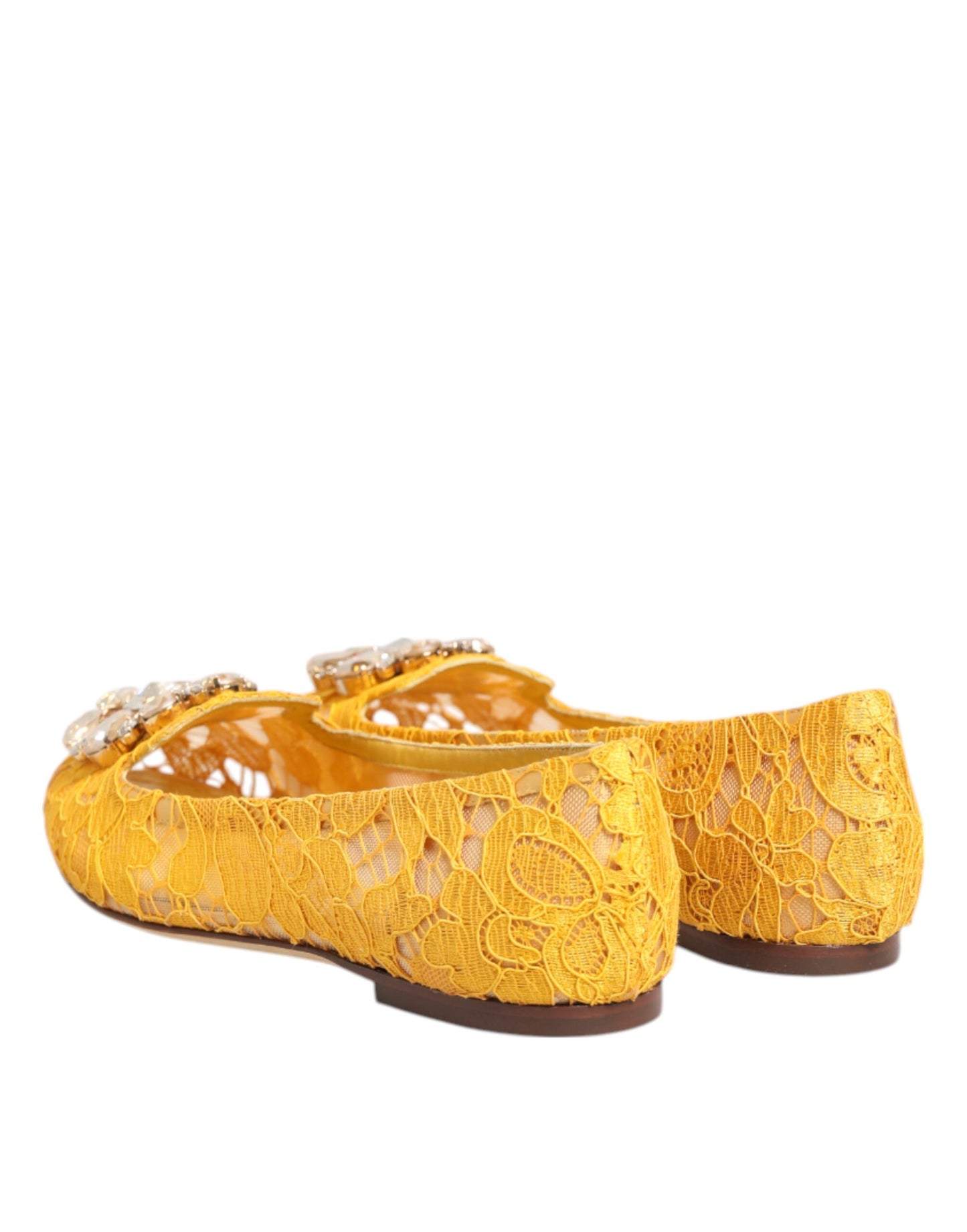 Zapatos planos con cristales y encaje Taormina amarillo