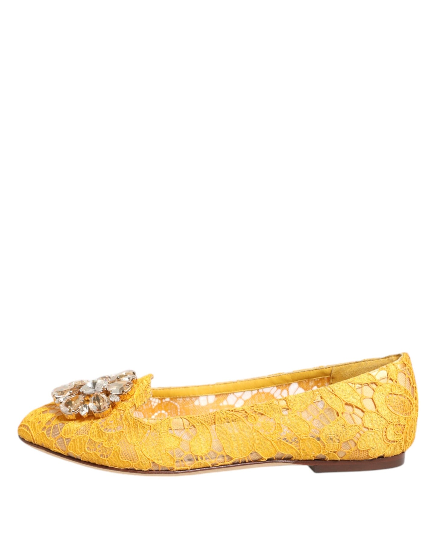 Zapatos planos con cristales y encaje Taormina amarillo