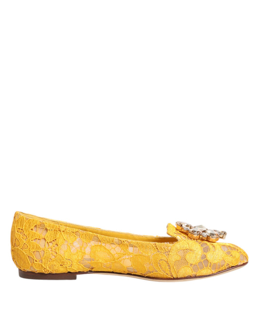 Zapatos planos con cristales y encaje Taormina amarillo