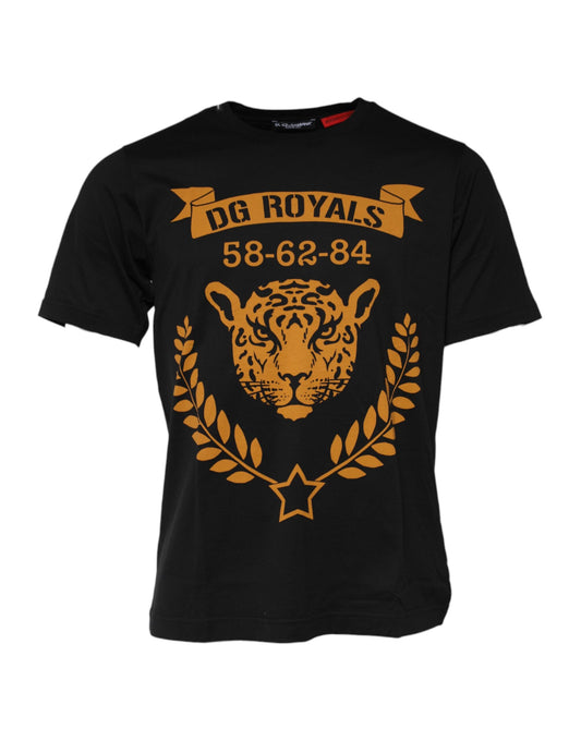 Camiseta negra de algodón con cuello redondo DG Royals