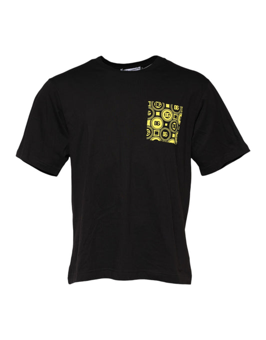 Camiseta minimalista negra de algodón con cuello redondo