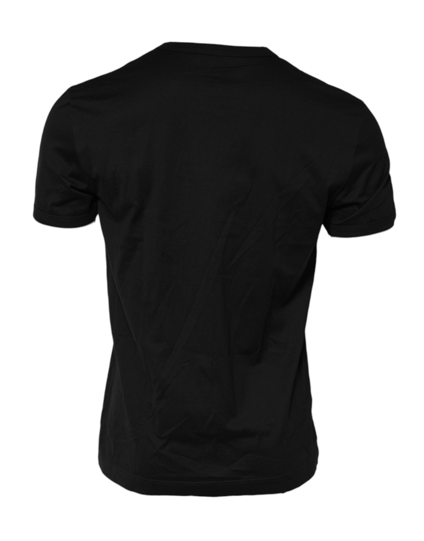 Camiseta negra de algodón con cuello redondo DG King Crown