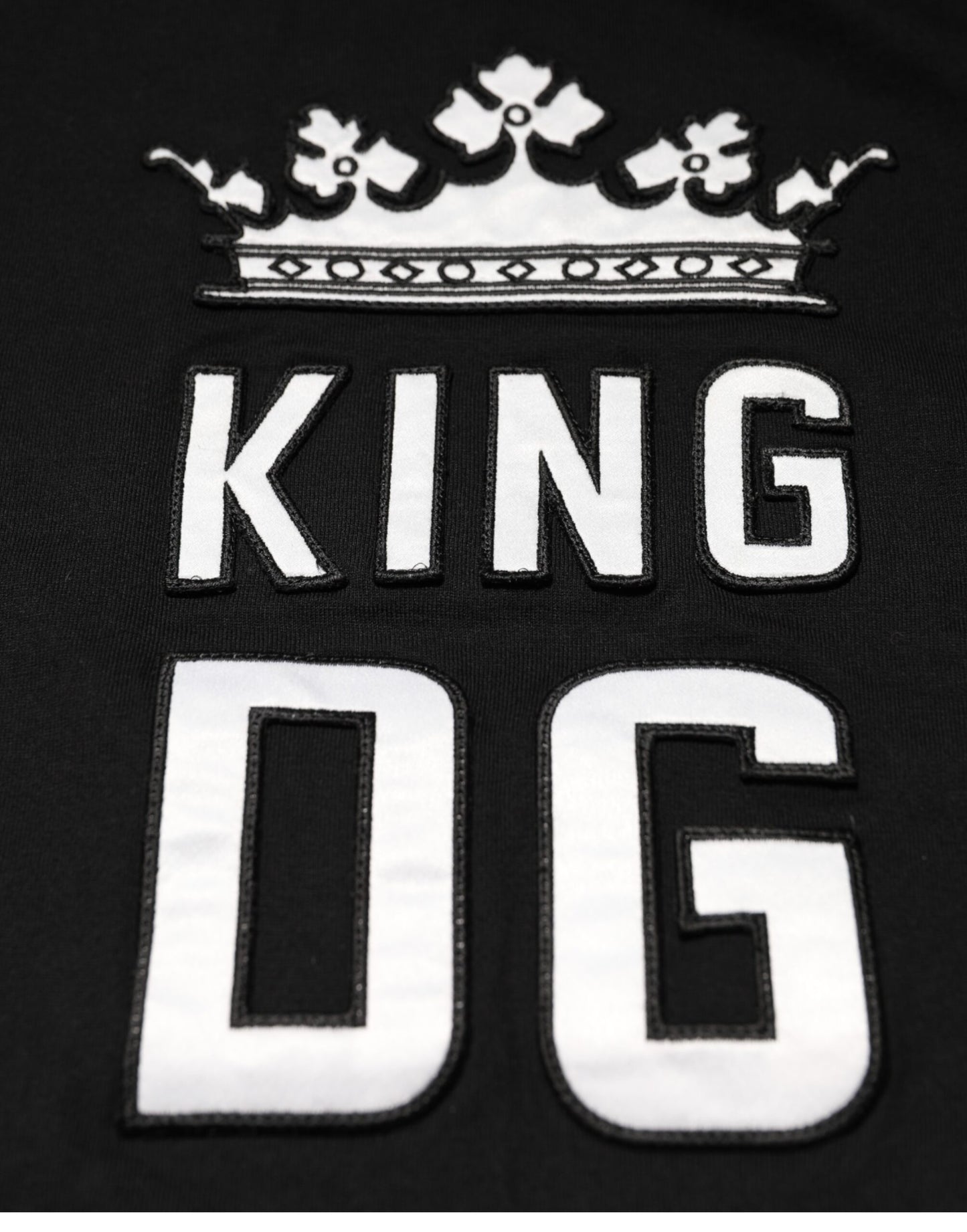Camiseta negra de algodón con cuello redondo DG King Crown