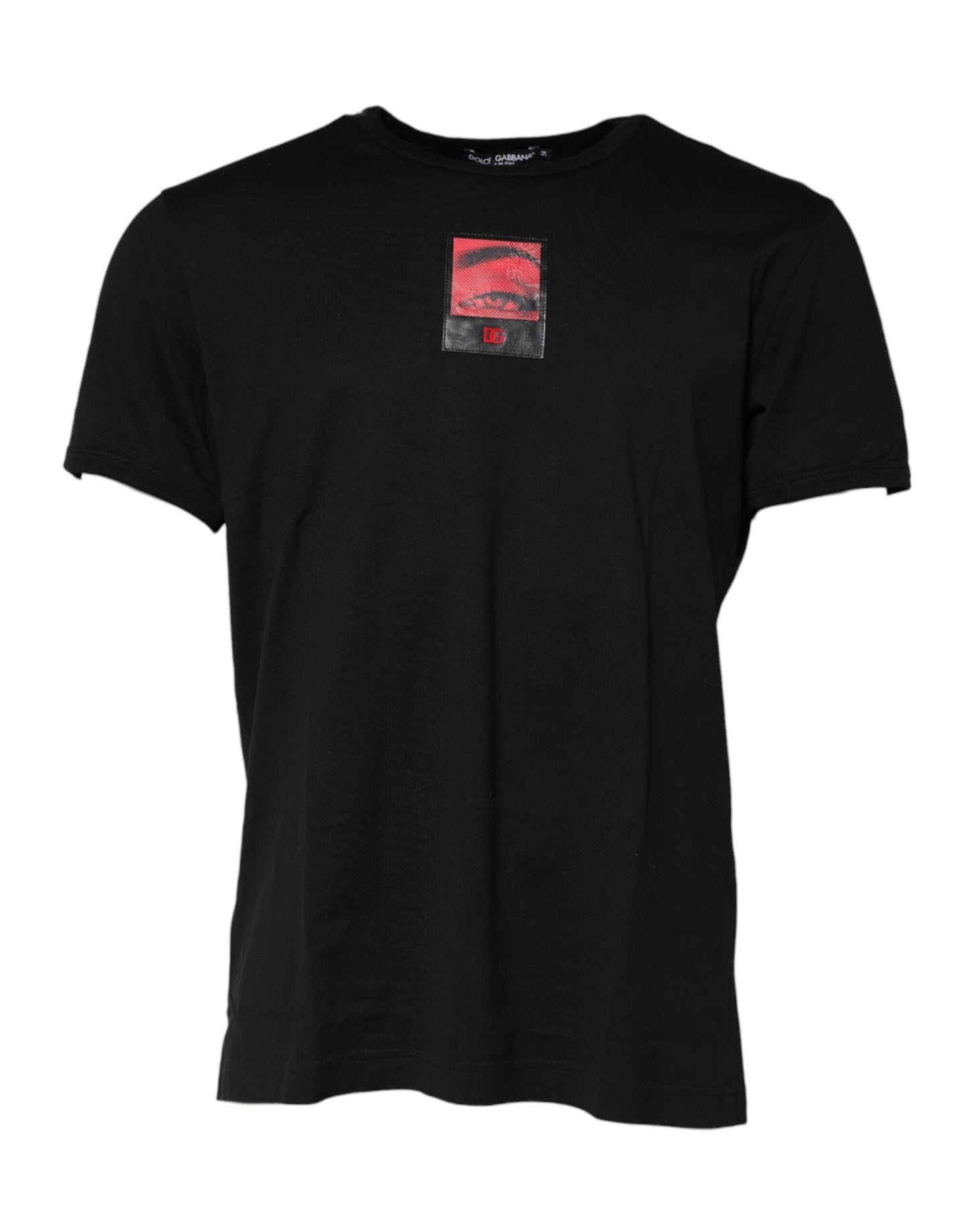 Camiseta de algodón con cuello redondo y estampado de ojos negros para hombre
