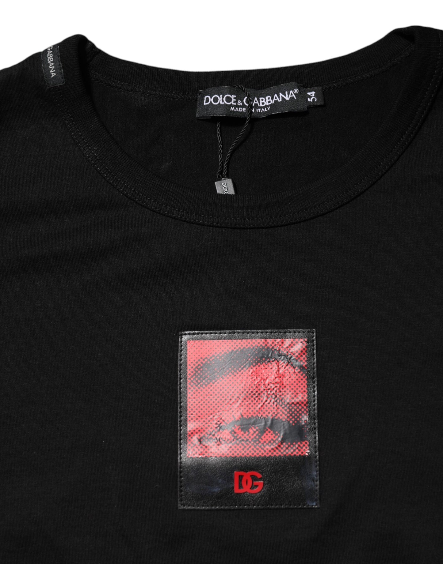 Camiseta de algodón con cuello redondo y estampado de ojos negros para hombre