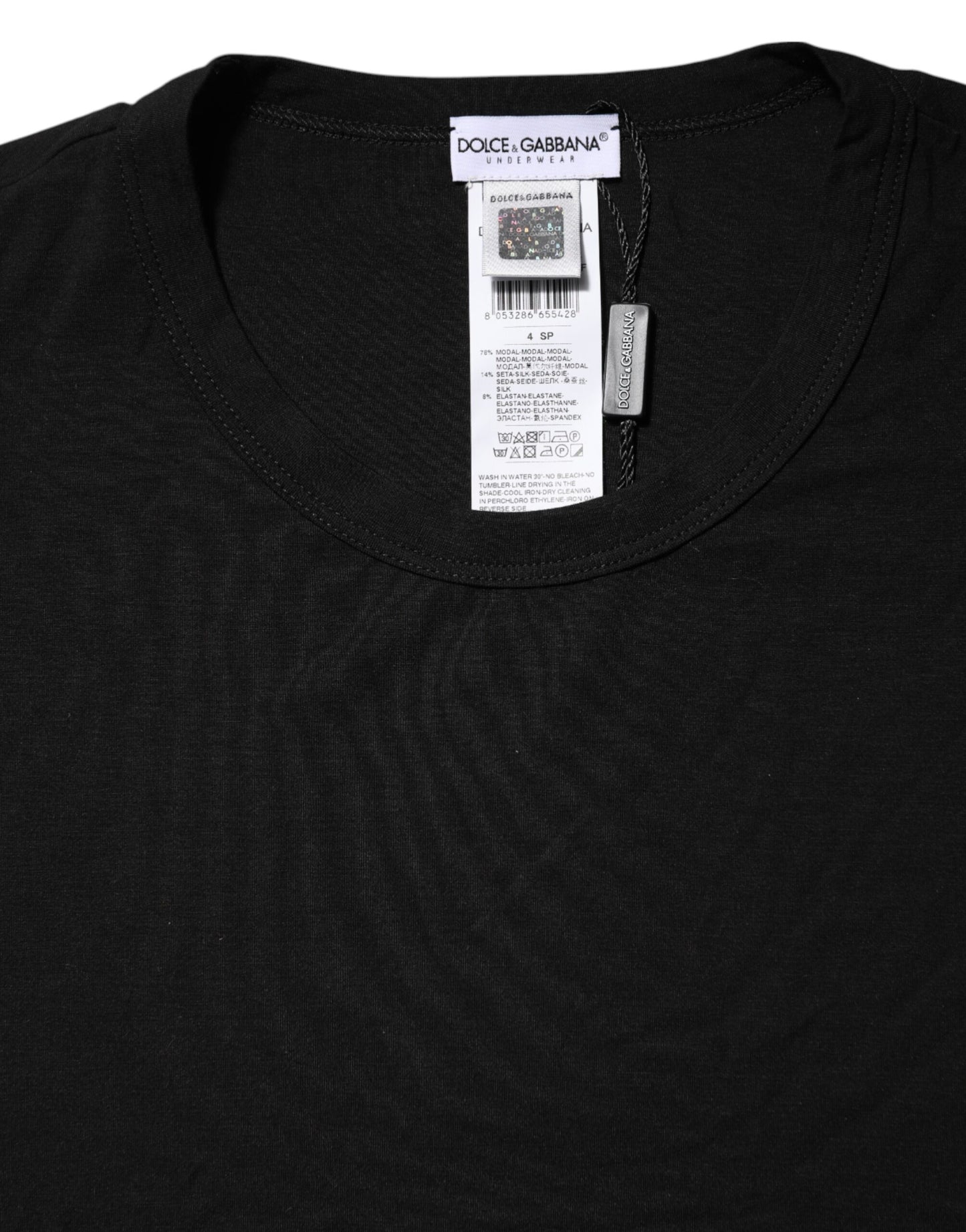 Camiseta interior de cuello redondo de modal negra para hombre
