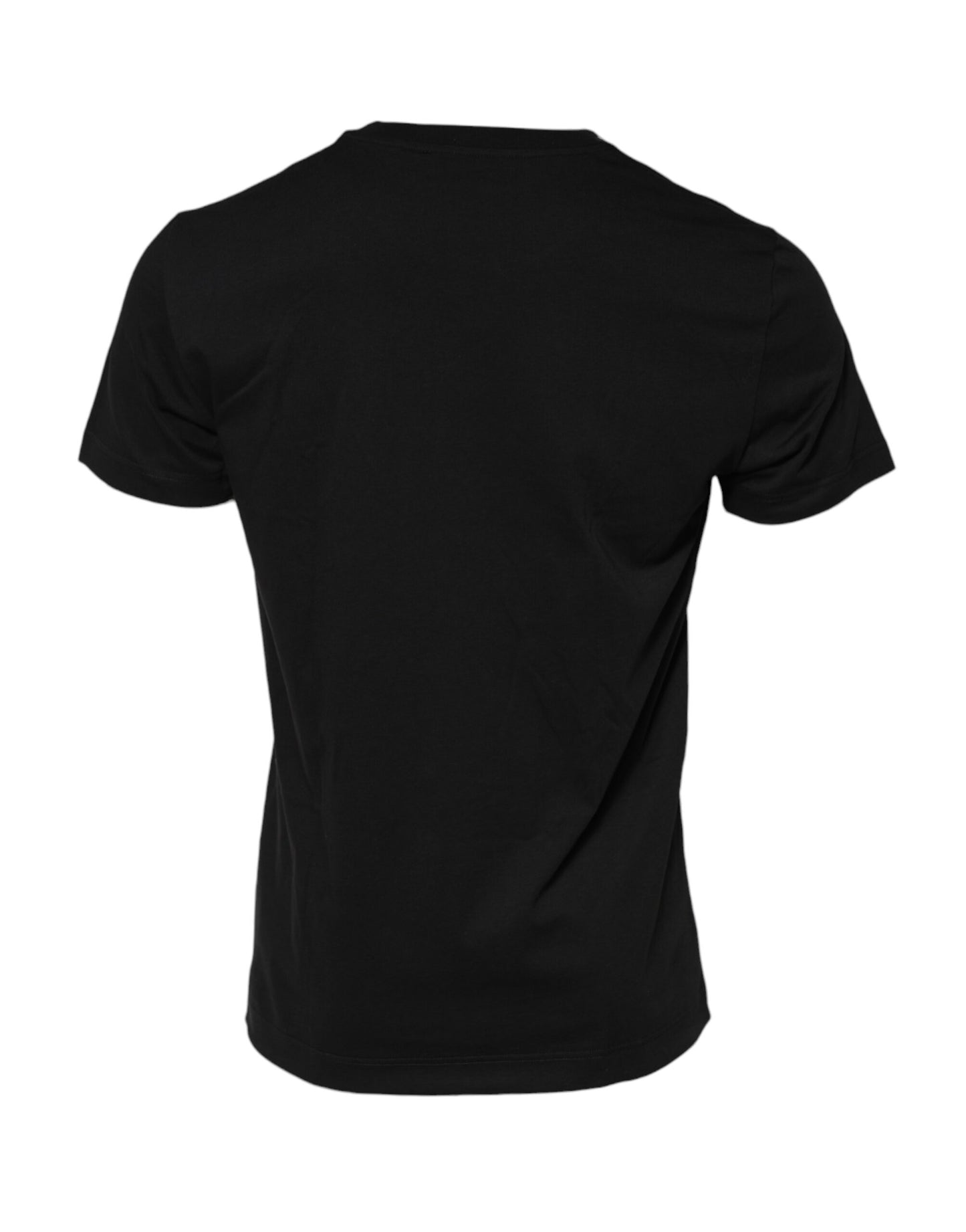 Camiseta de algodón con cuello redondo y placa con el logotipo negro
