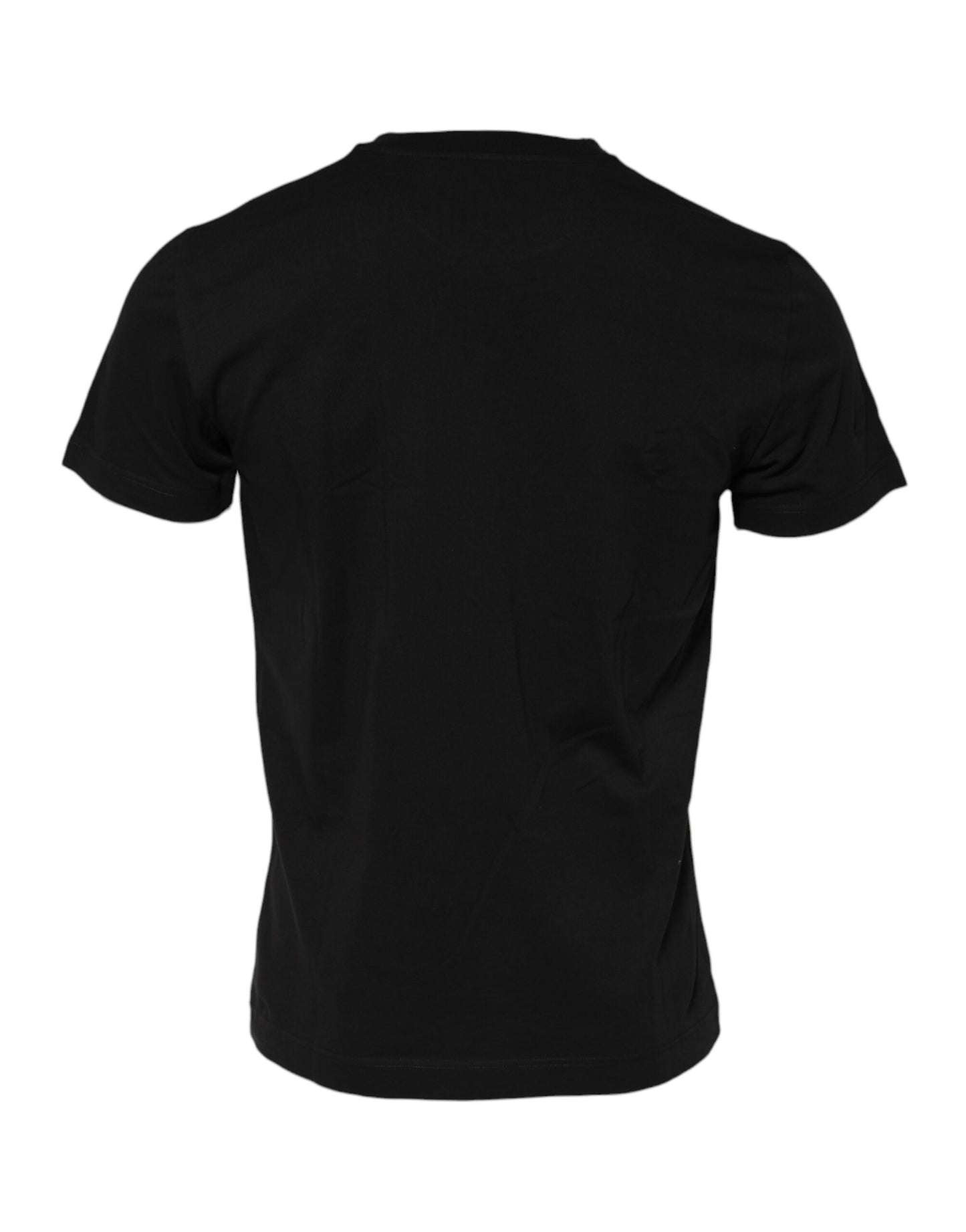 Camiseta negra de algodón con cuello redondo y manga corta