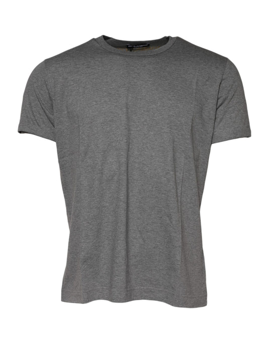 Camiseta de algodón gris de cuello redondo y manga corta