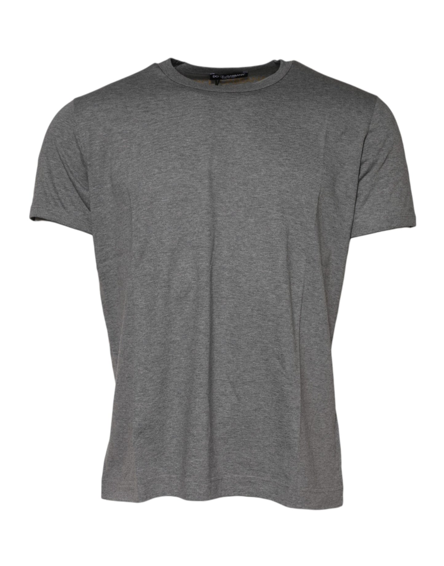 Camiseta de algodón gris de cuello redondo y manga corta