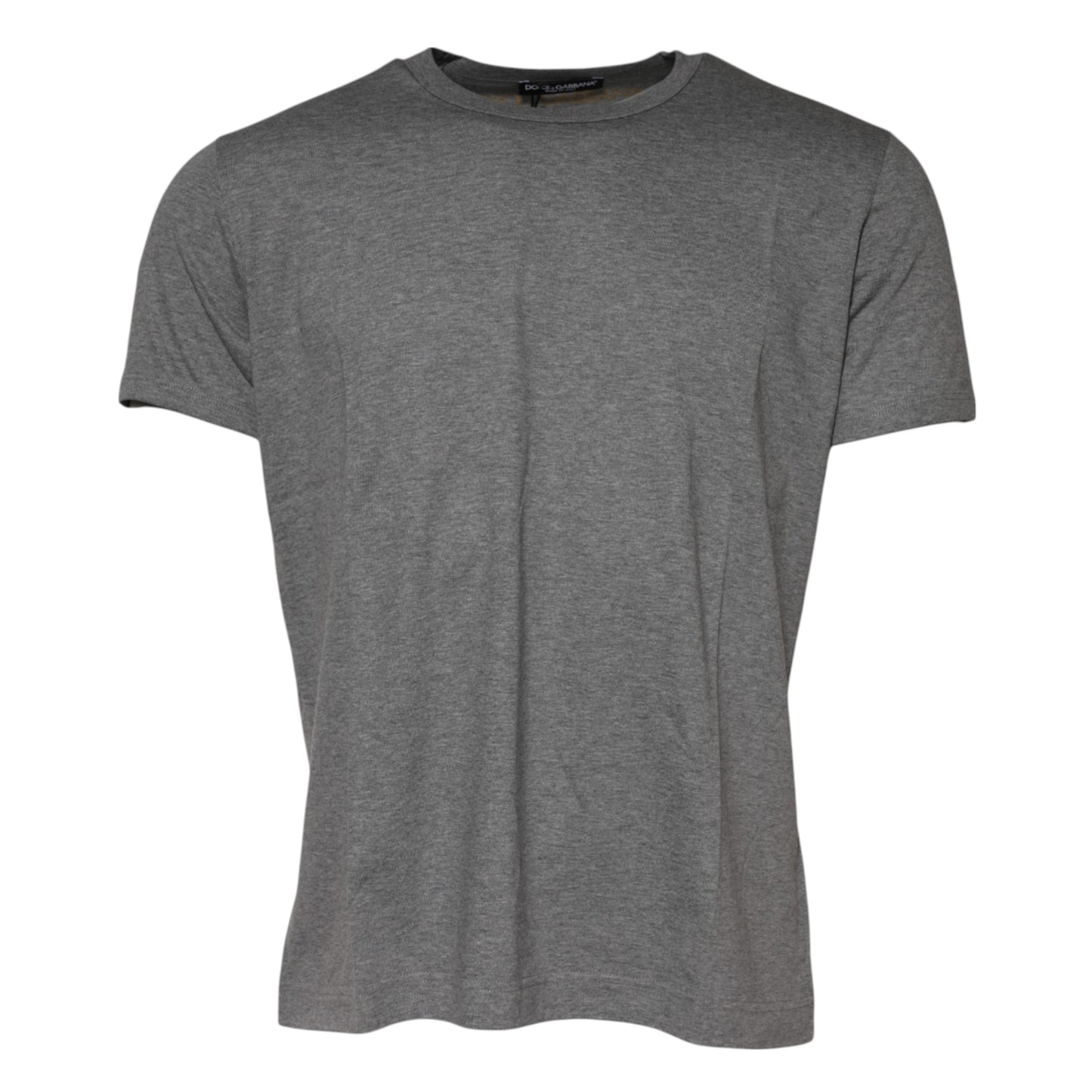 Camiseta de algodón gris de cuello redondo y manga corta