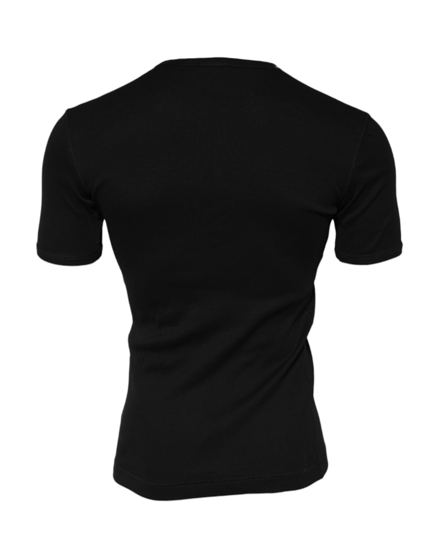 Camiseta Henley de cuello redondo de punto de algodón negro