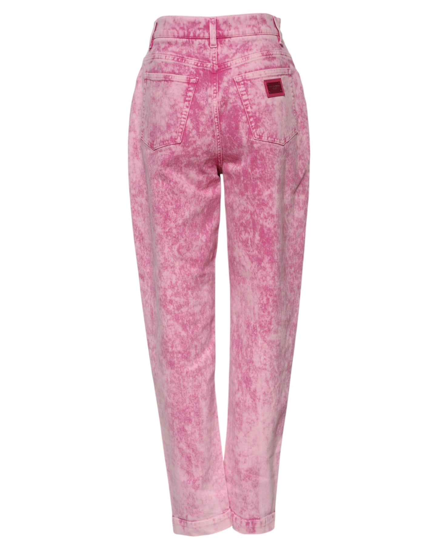 Vaqueros ajustados de cintura alta con efecto tie-dye en color rosa