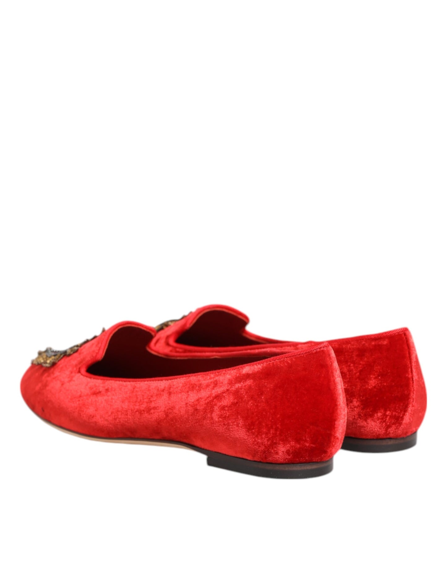 Mocasines planos con corazón de DG de terciopelo rojo