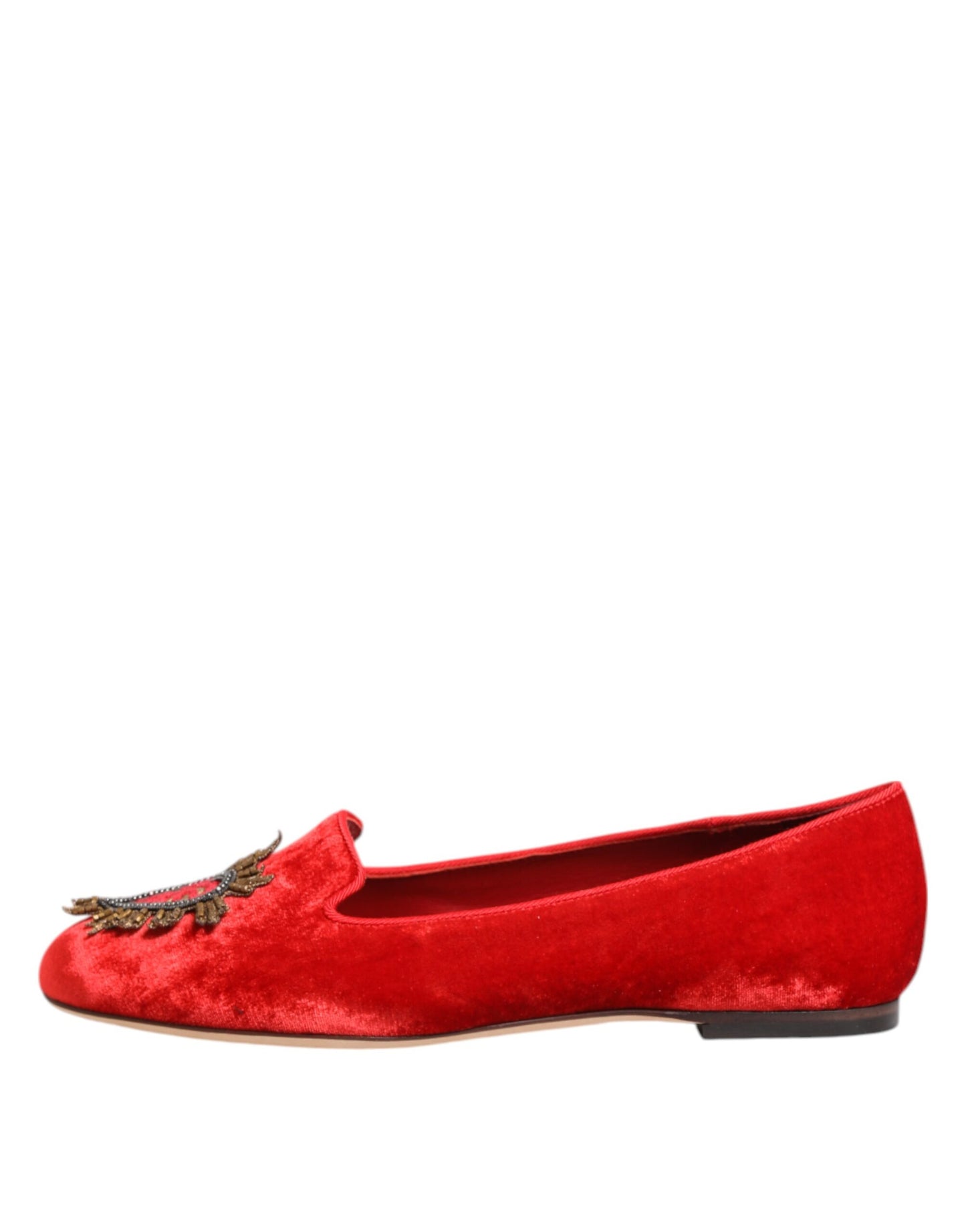 Mocasines planos con corazón de DG de terciopelo rojo