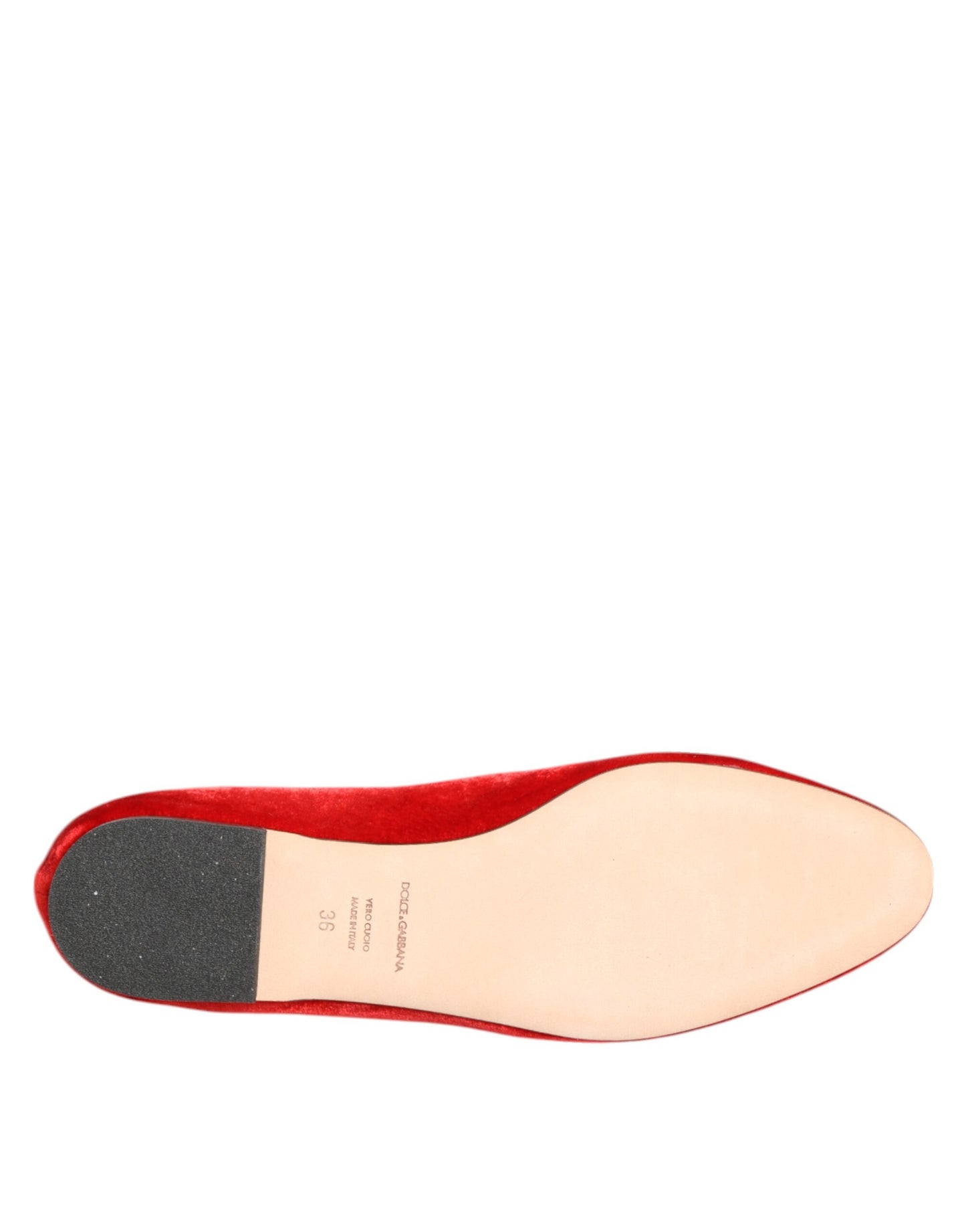 Mocasines planos con corazón de DG de terciopelo rojo