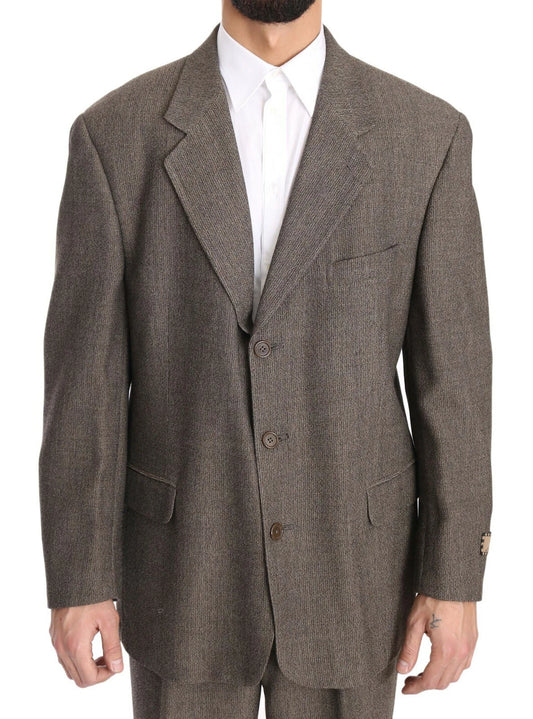 Traje de lana marrón de botonadura sencilla