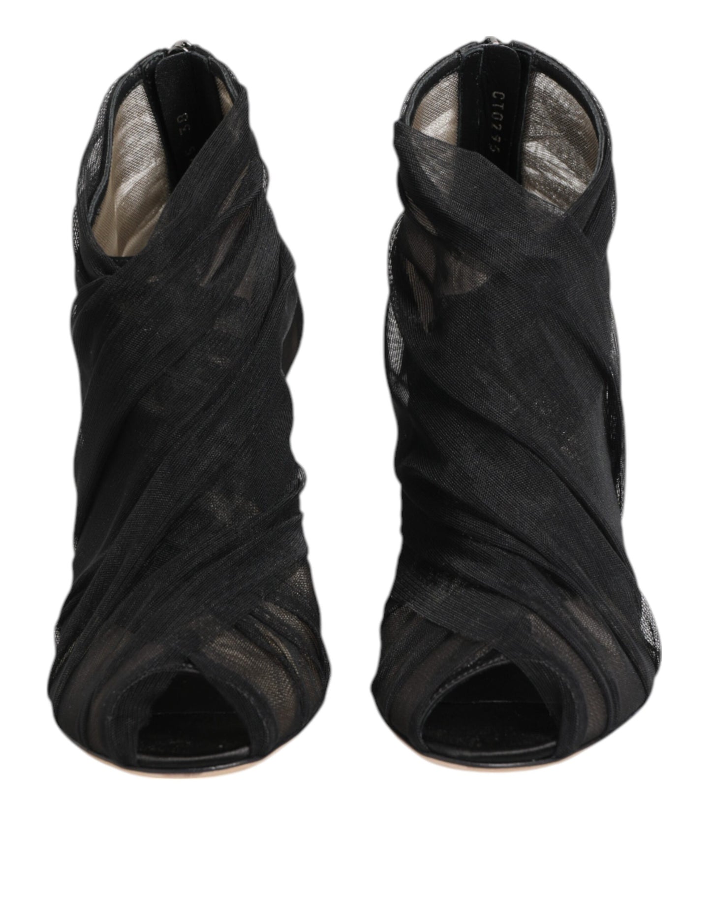 Botines de tacón de aguja de malla negra