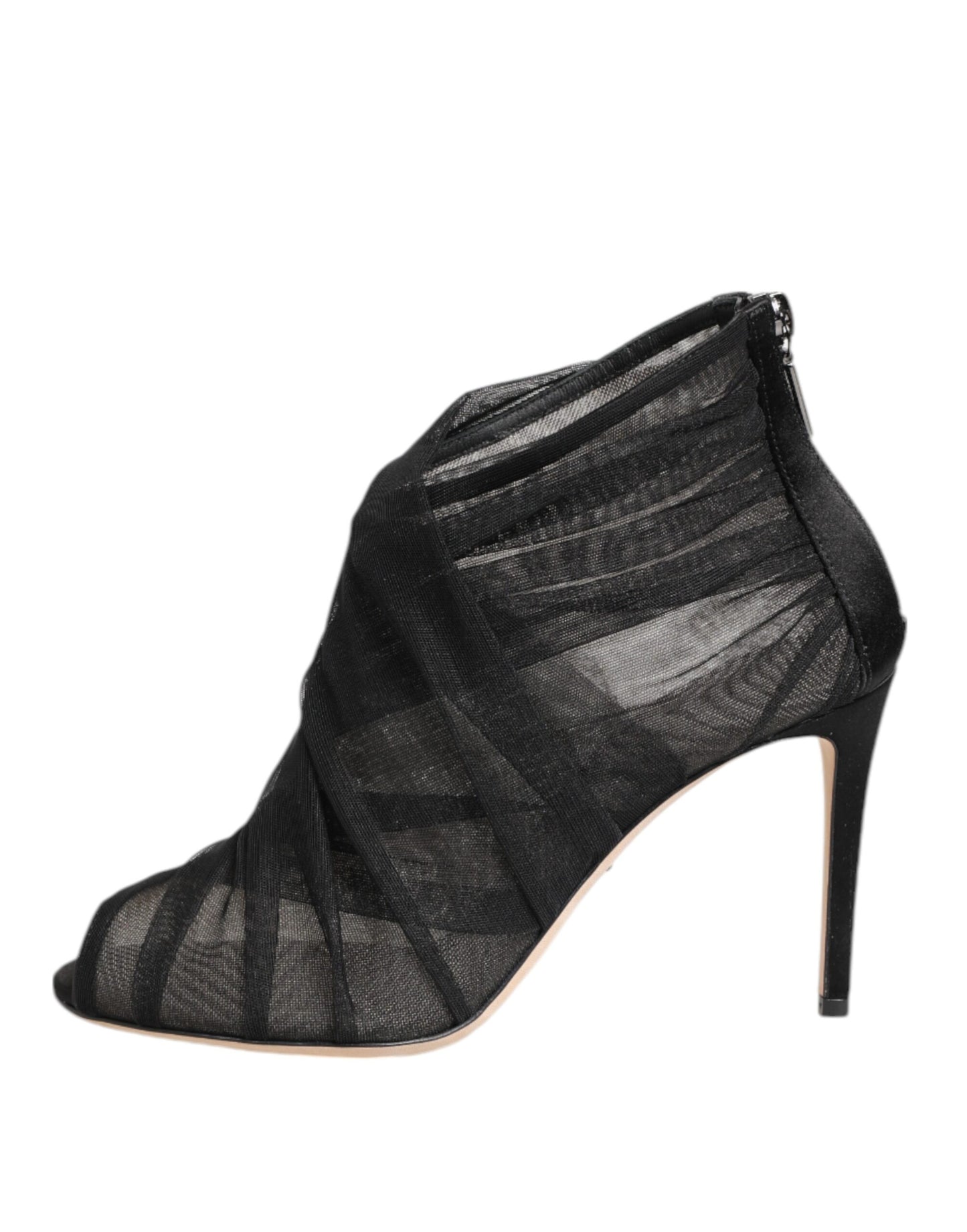 Botines de tacón de aguja de malla negra