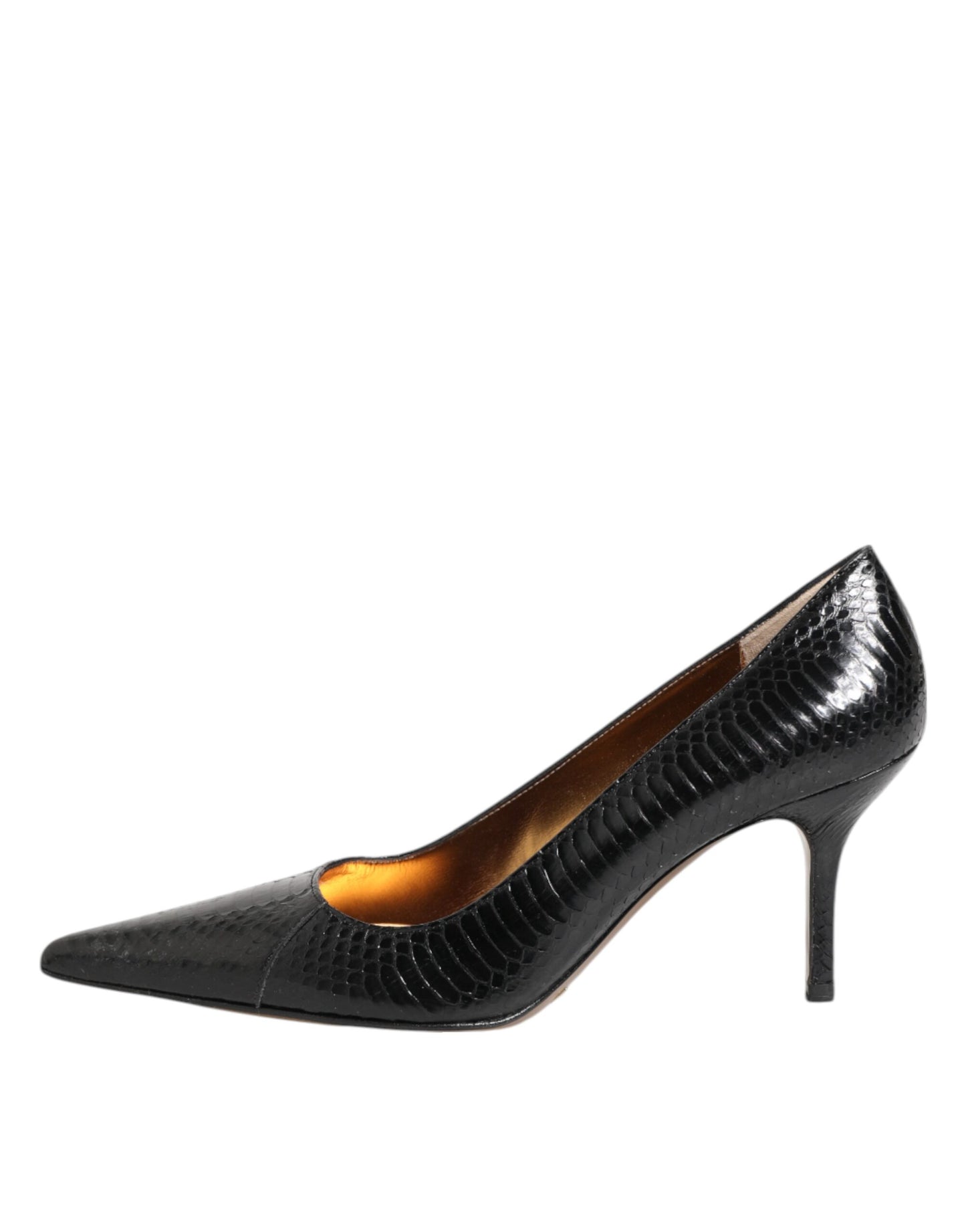 Zapatos de tacón de aguja de piel exótica negra