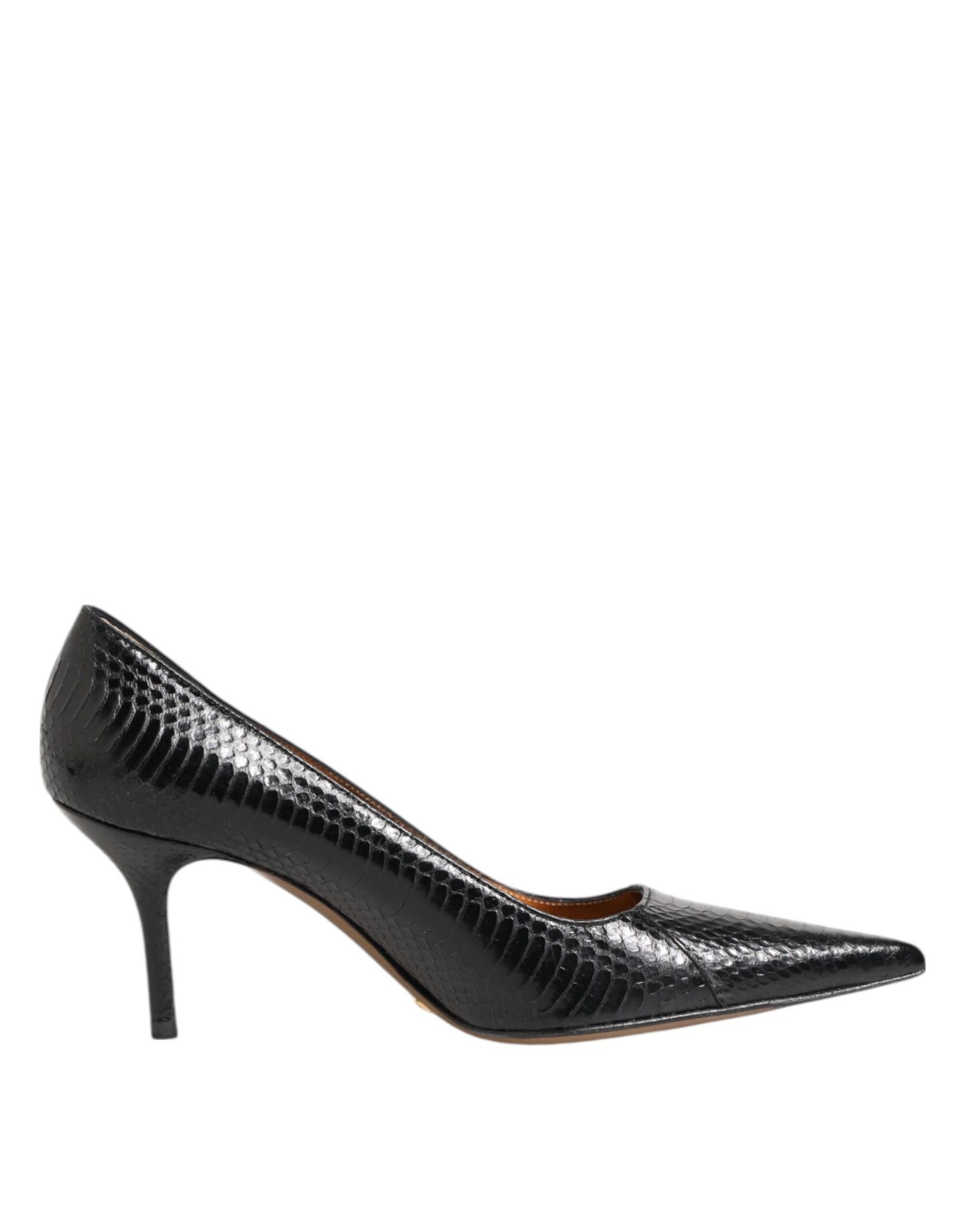 Zapatos de tacón de aguja de piel exótica negra