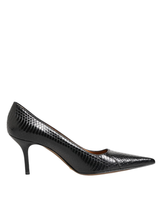 Zapatos de tacón de aguja de piel exótica negra