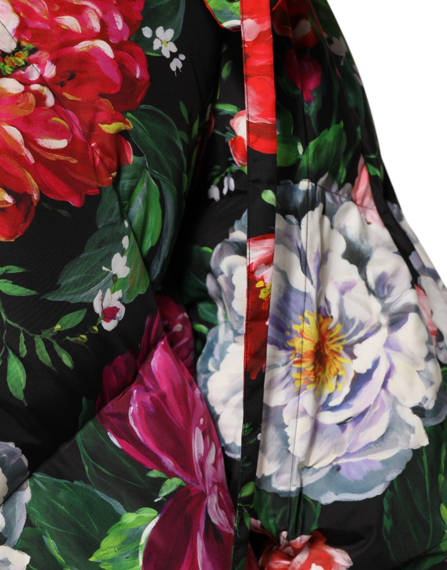Chaqueta acolchada con capucha y estampado floral multicolor