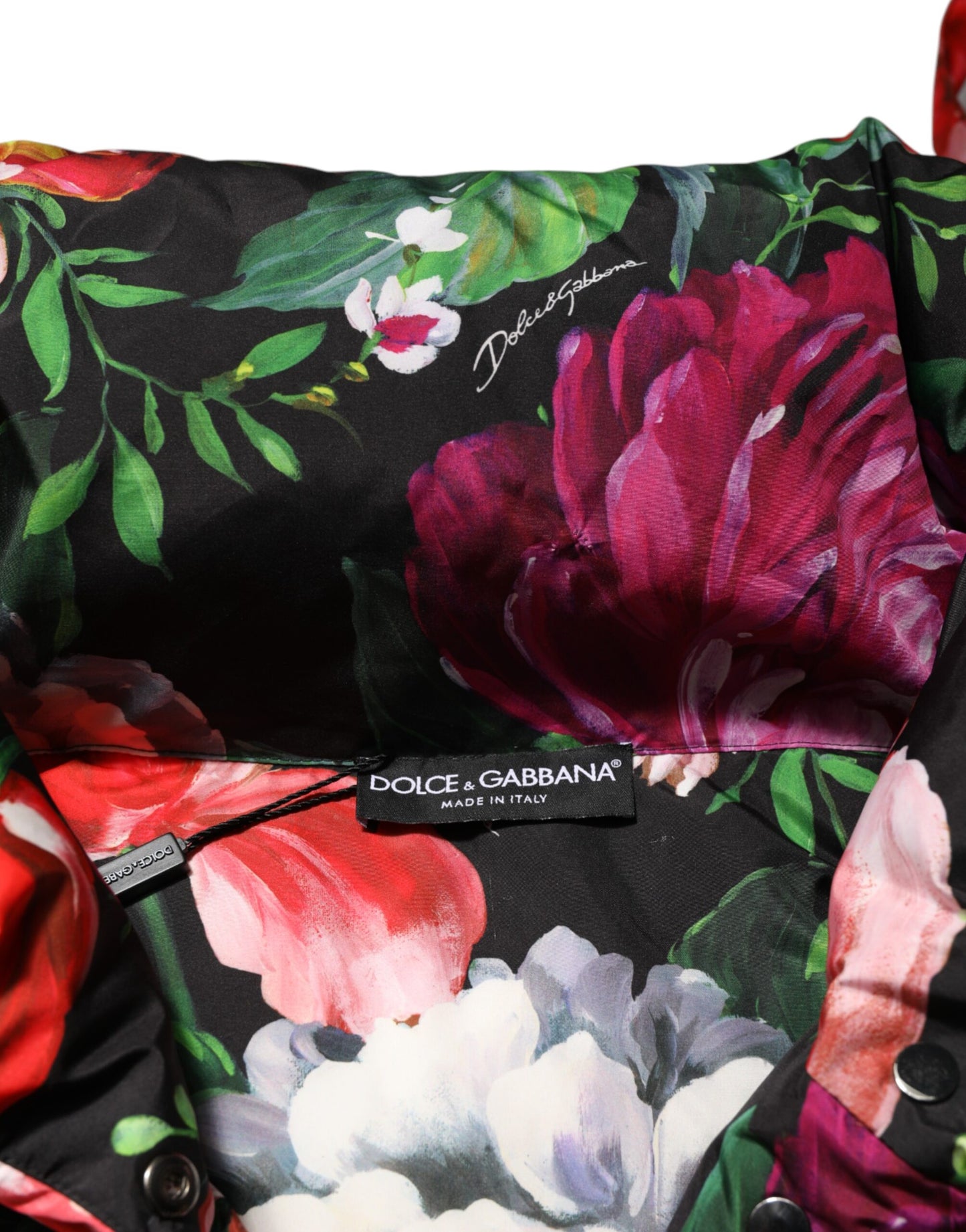 Chaqueta acolchada con capucha y estampado floral multicolor