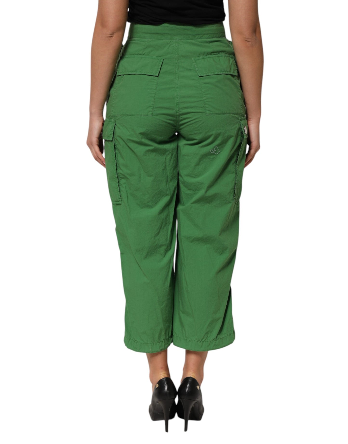 Pantalones cargo de cintura alta de algodón verde