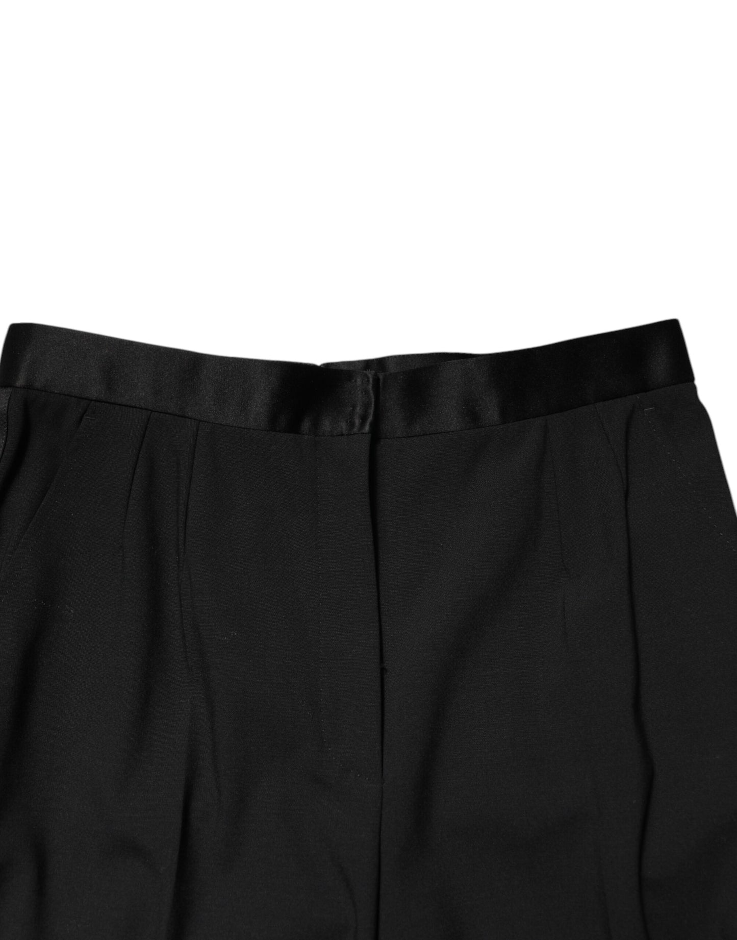 Pantalones cónicos de cintura alta de lana negra