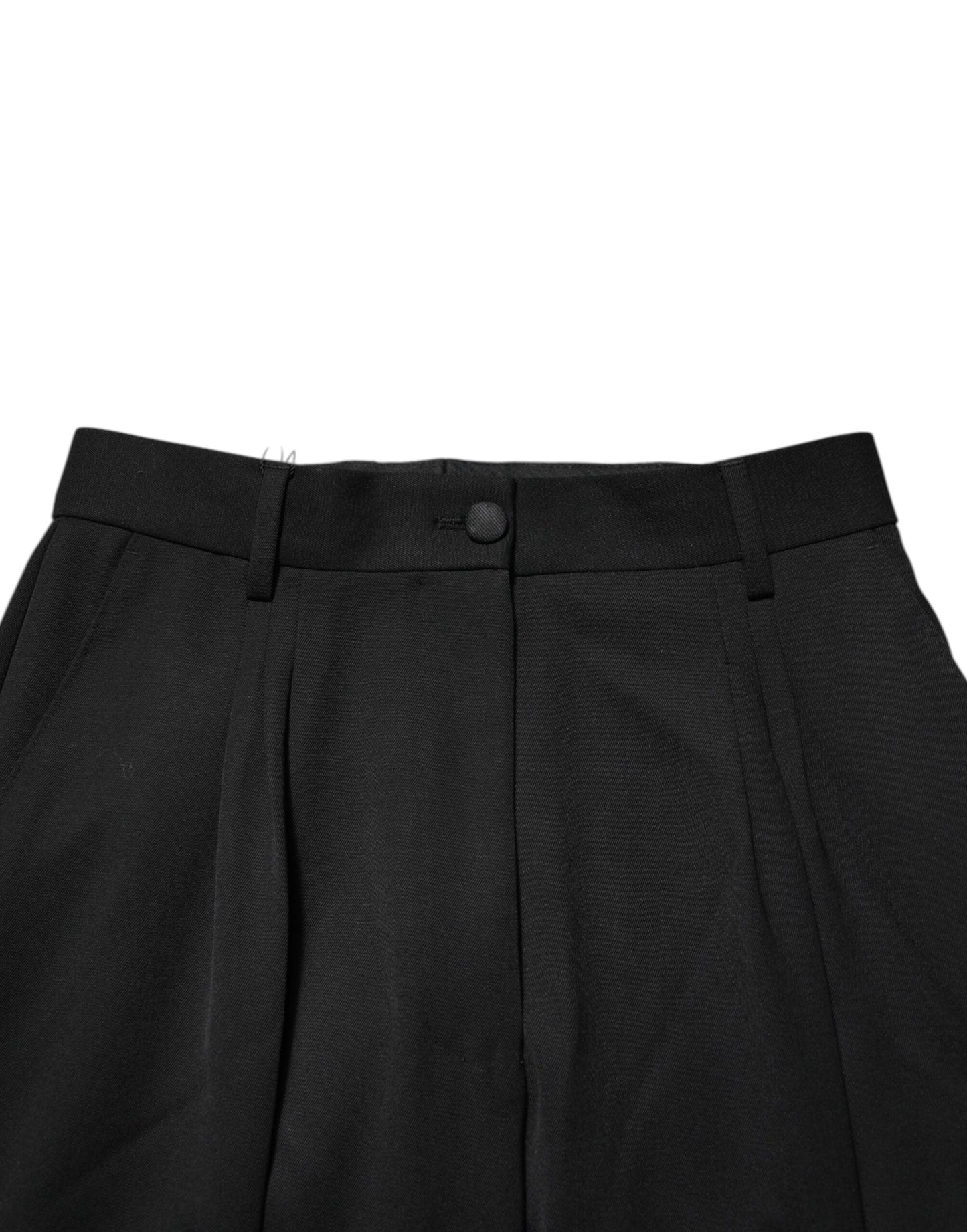Pantalones rectos de lana con cremallera negra y detalles