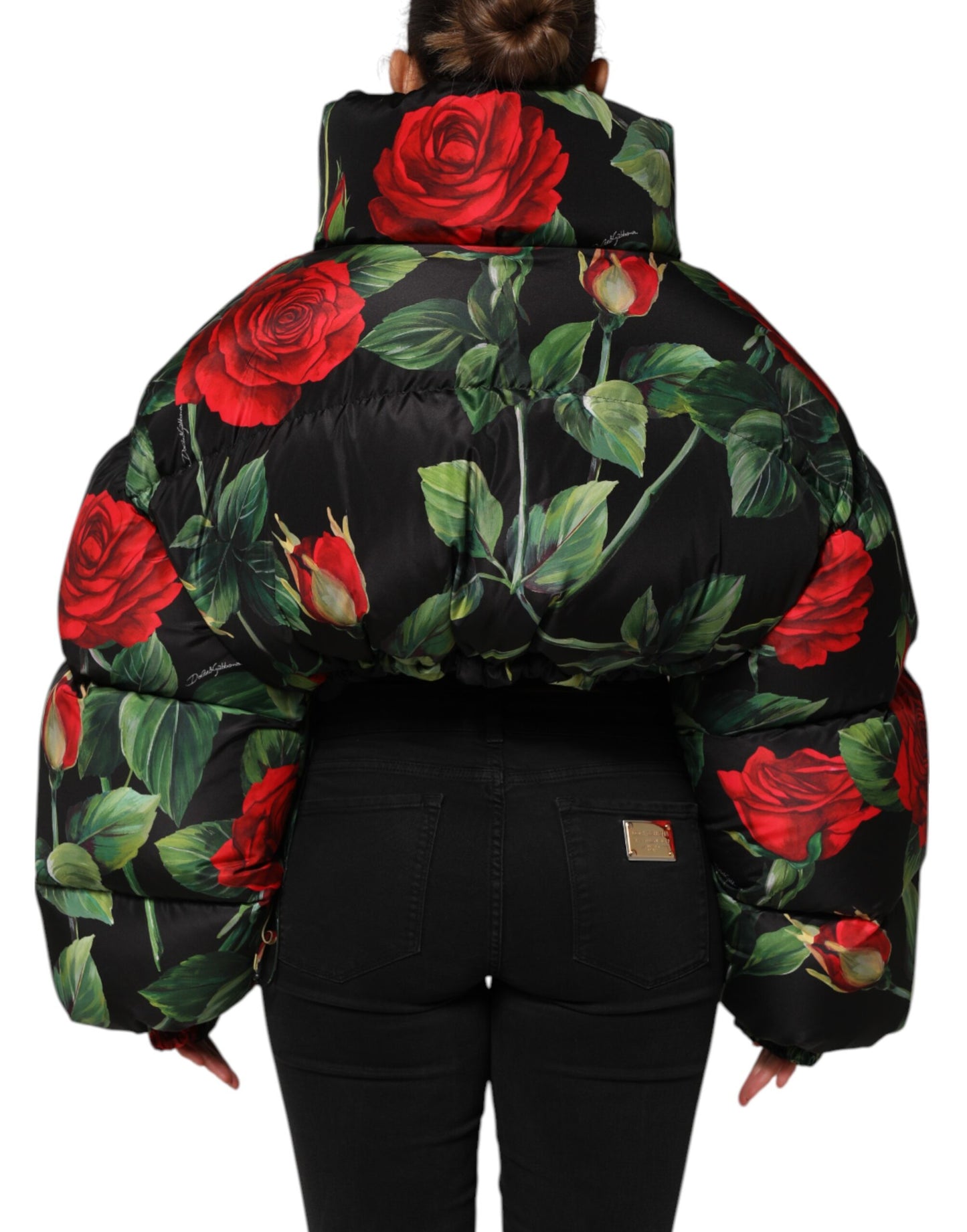 Chaqueta acolchada con cremallera completa y estampado floral multicolor