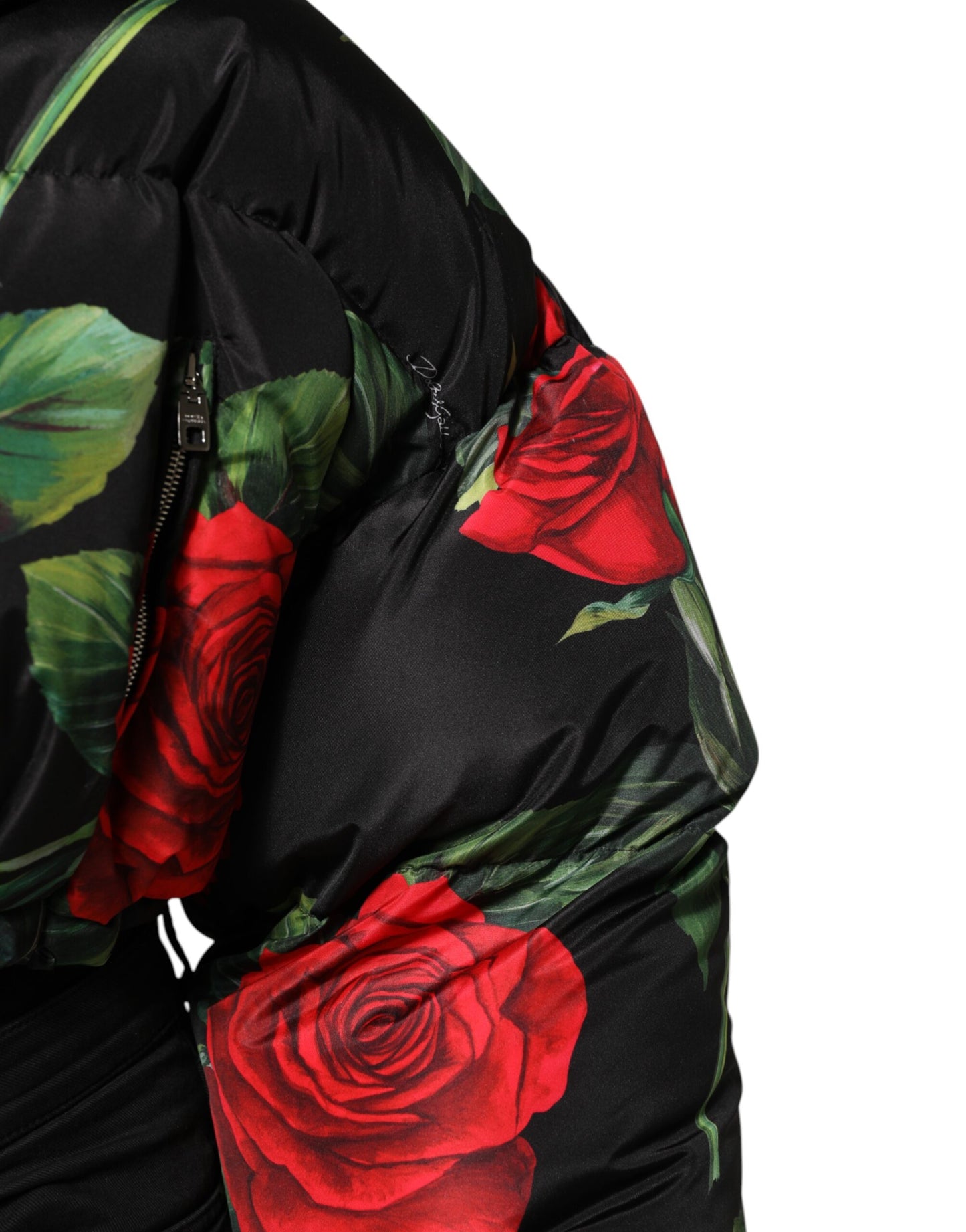 Chaqueta acolchada con cremallera completa y estampado floral multicolor