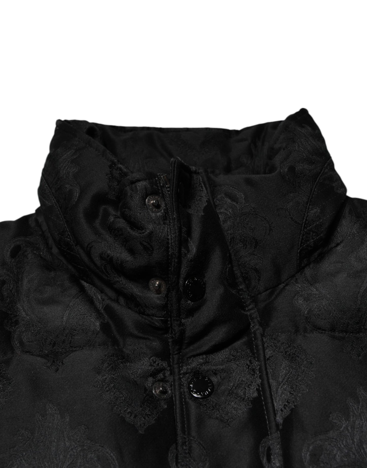 Chaqueta bomber acolchada de jacquard negra