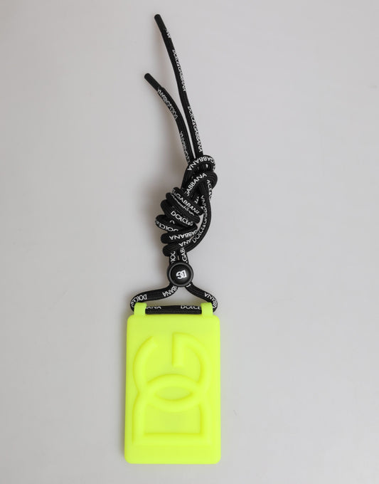 Porta credencial ajustable en relieve DG de goma verde amarillo