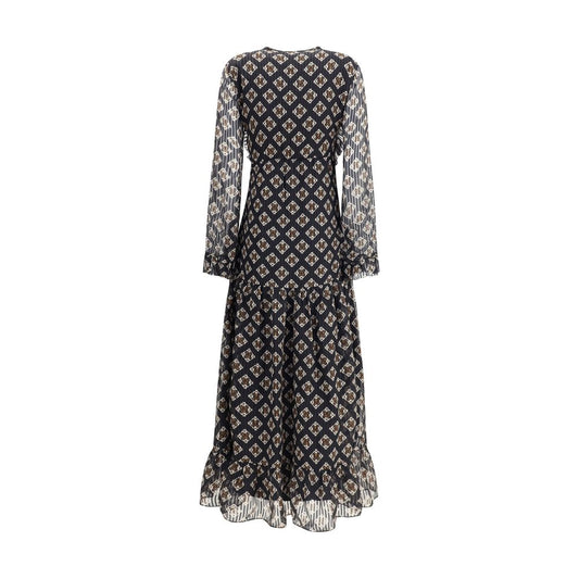 Silk long Dress with rouches