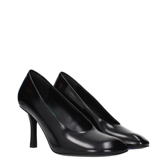 Black Leather High Heel Pumps